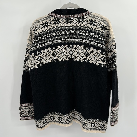 Norlender Black & White Fair Isle Wool Sweater Size Small - Picture 3 of 12